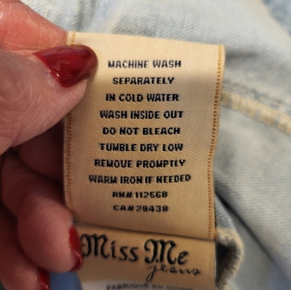 Miss Me Cropped Stone Wash Denim Med Jacket Rhinestones and Lace - Picture 4 of 15